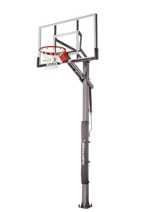 Goaliath 54 - Take your homecourt to the next level with the Goaliath 54” Prodigy In-Ground Basketball Hoop. Featuring new lower board arms and pole lock technology, this in-ground hoop offers increased strength and stability during aggressive play. Rock Solid Anchor Bolt Mounting System. All Steel Precise Height Adjustment. 2 Piece Pole: 4" x 4" (10cm x 10cm) 